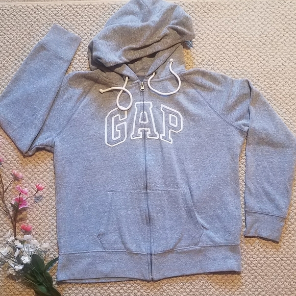 GAP Tops - GAP logo dusty blue full zip hoodie